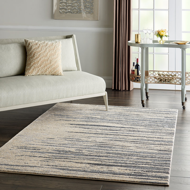 Tapis bleu marine / beige Ryanne, Rectangle, de 3 pi 10 po x 5 pi 10 po