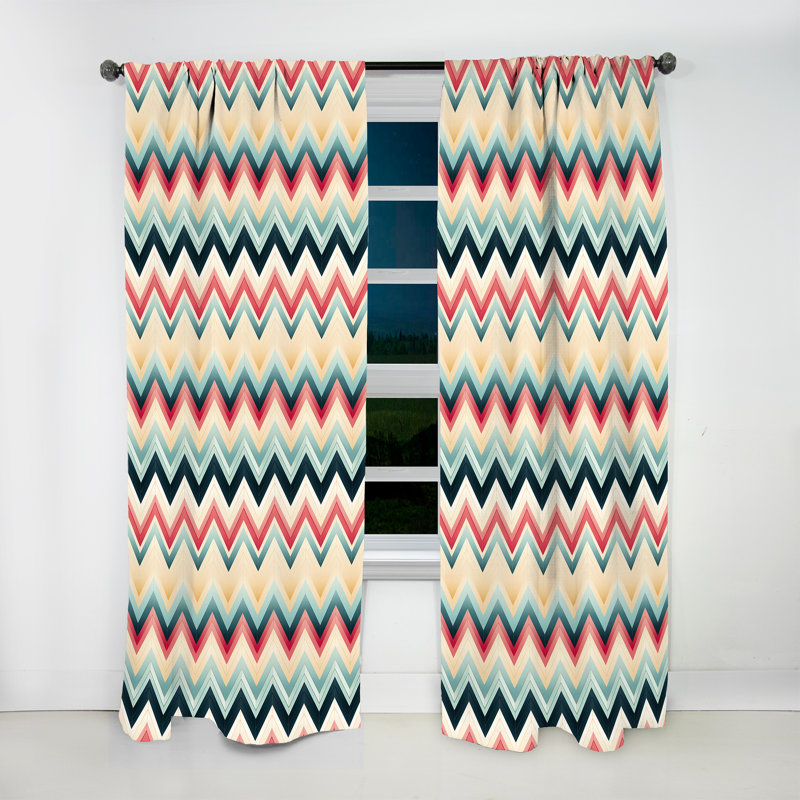Ivory Boho Accents Chevron I - Glam Velvet Curtain - Room Darkening - 1 Panel, 52" W x 90" L