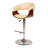 Allin Swivel Adjustable Height Bar Stool with Open Back in Faux Leather, Walnut Wood and Chrome-977653122