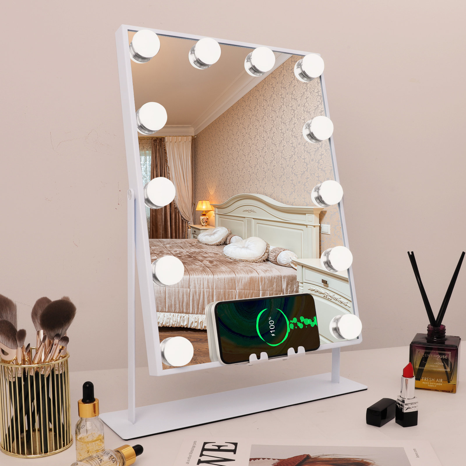 Ebern Designs Bibian Metal Flat LED Mirror | Wayfair