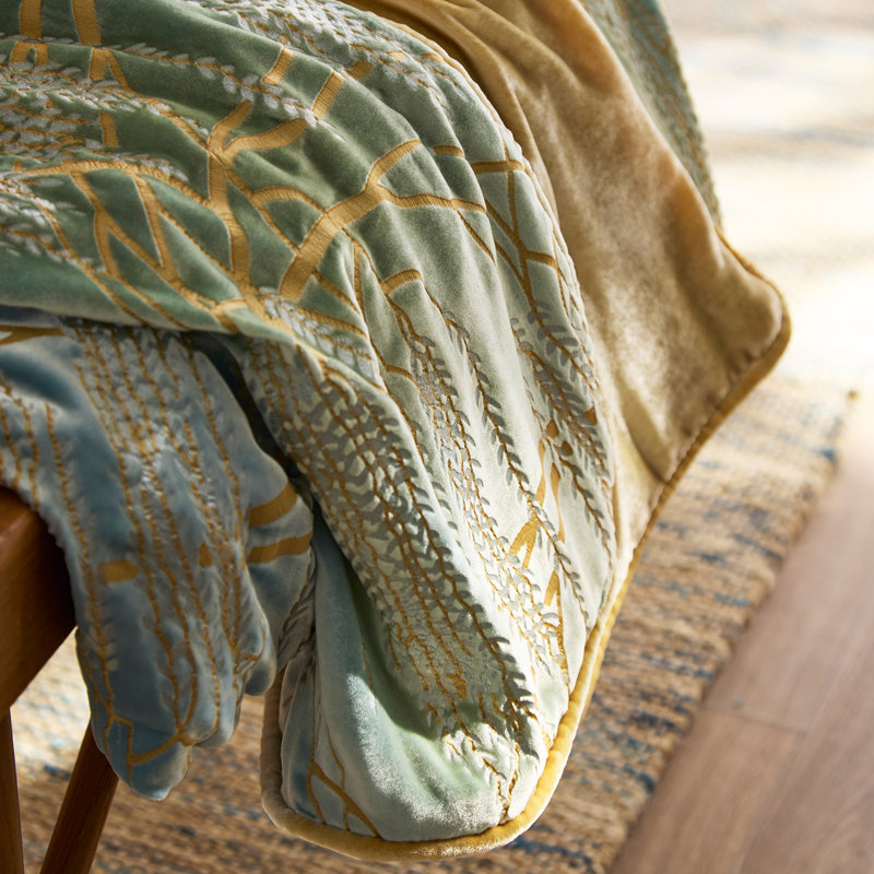 Willow Metallic Throw, 74" L x 52" W, Ice/Butter
