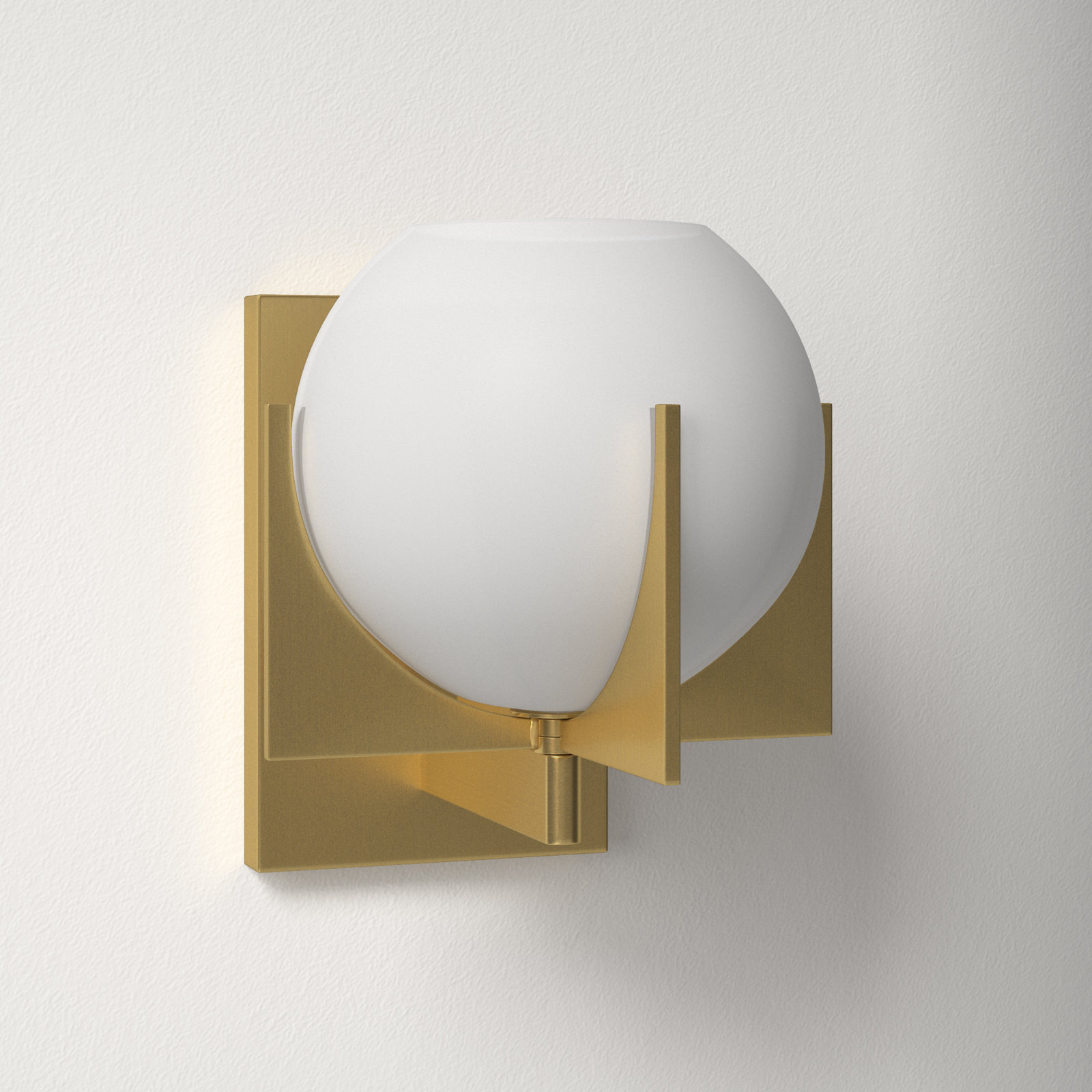 Sadaris Single Light Glass Dimmable Armed Sconce, Burnished Brass