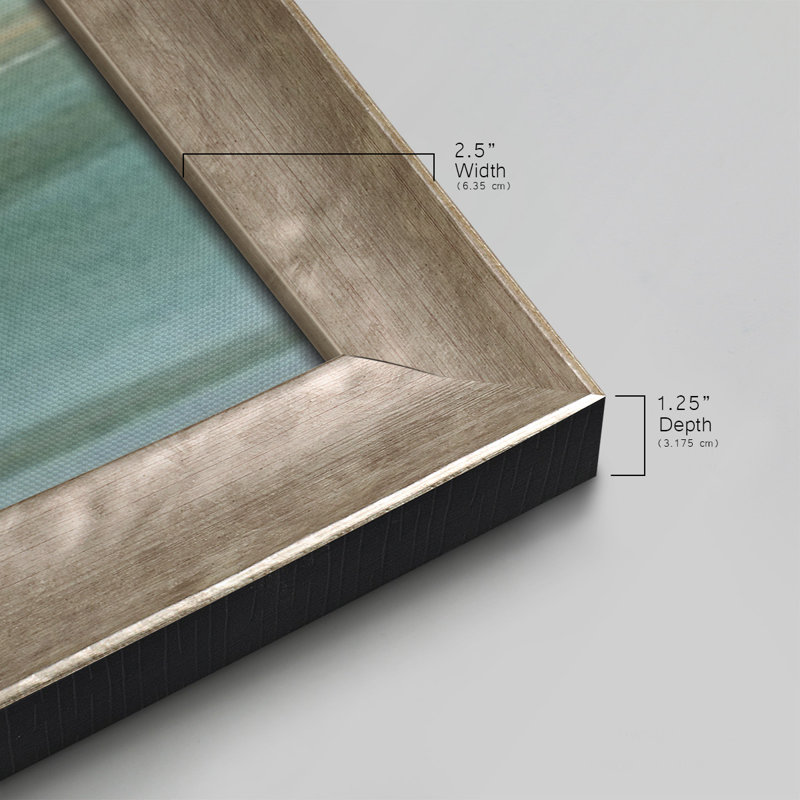 Toile encadrée de qualité supérieure Aqua Reflections II - prête à être accrochée, Toile avec cadre gris
