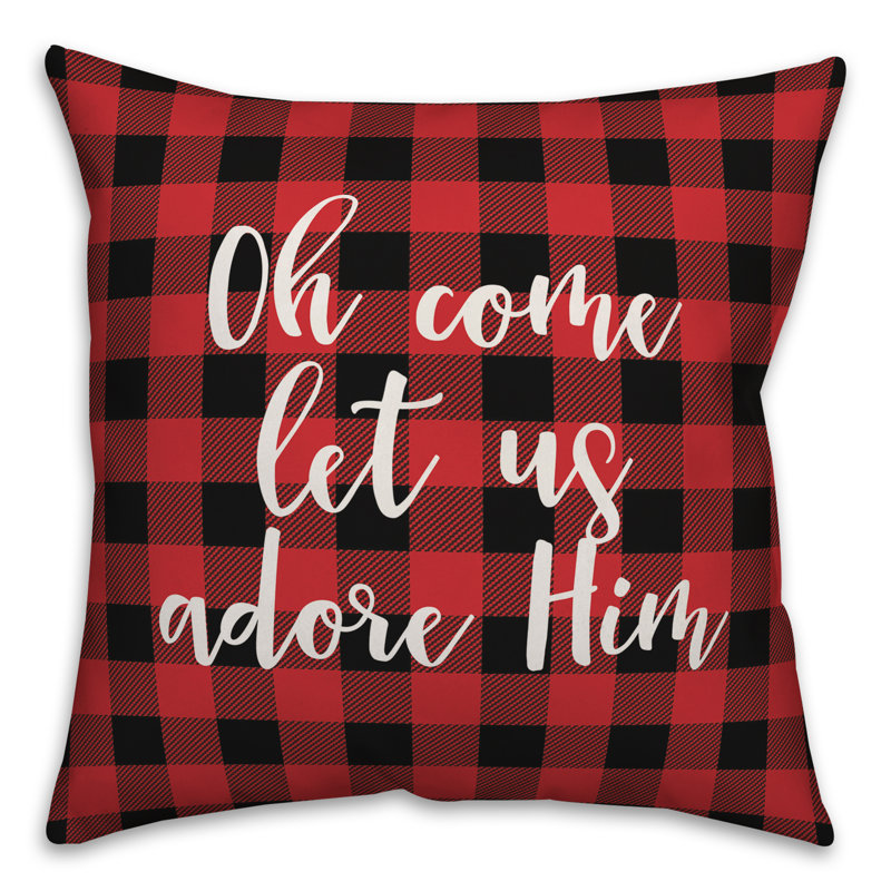  Coussin Oh Come Let Adore him in Buffalo Check, Housse de coussin