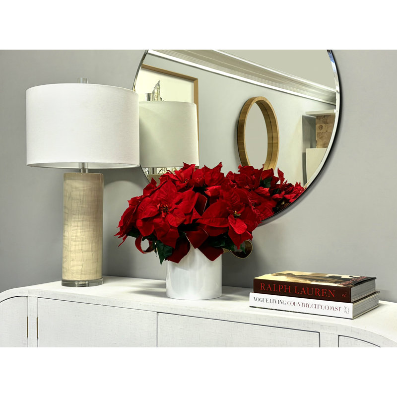 Poinsettia Holiday Floral in Fiberstone Pot