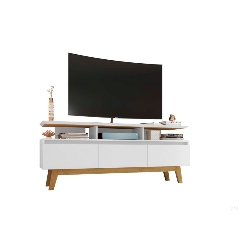 Meuble télé Yonkers, Blanc, H 25,79 po x l 62,99 po x P 14,76 po