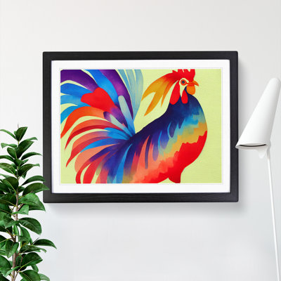 Rainbow Rooster Abstract - Single Picture Frame Painting