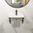 Wall-Mounted Rectangular Ceramic Bathroom Sink with Integrated Towel Bar and Overflow Protection - Space Saving Floating Design for Modern Bathrooms and Powder Rooms