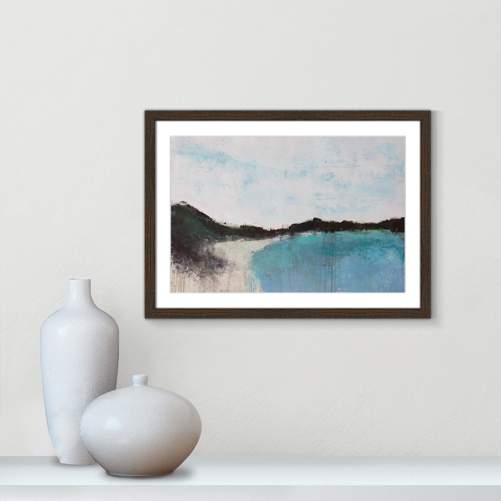 Mountainside Lakeview III Print, 17" H x 23" W x 0.75" D, Walnut Framed