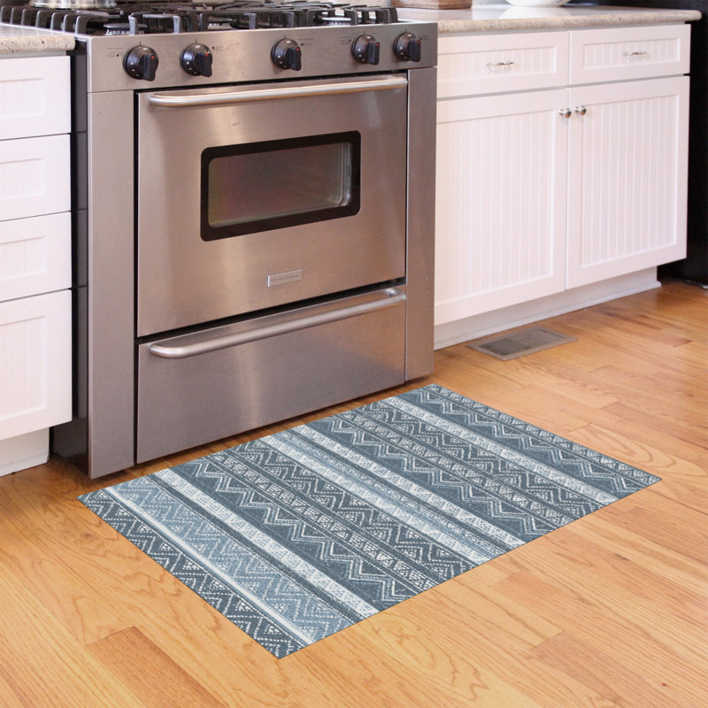 Tapis de cuisine à profil bas Un-Tapis Kamara Chambray par Matterly, Rectangle 2 pi x 3 pi