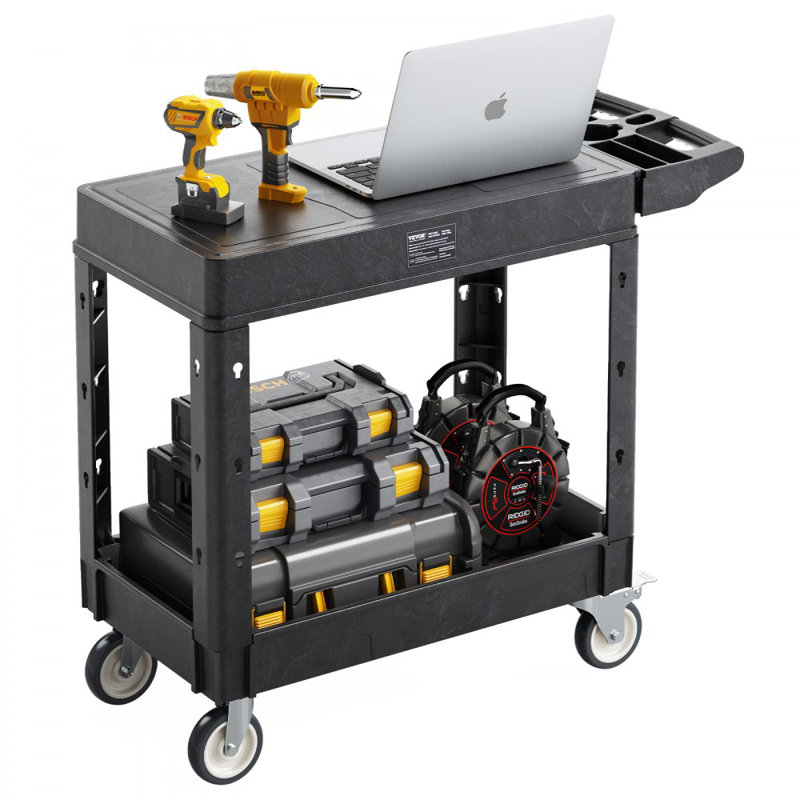 Chariot de service 2 tablettes 550 lb 31,3 x 17,7 po avec roues