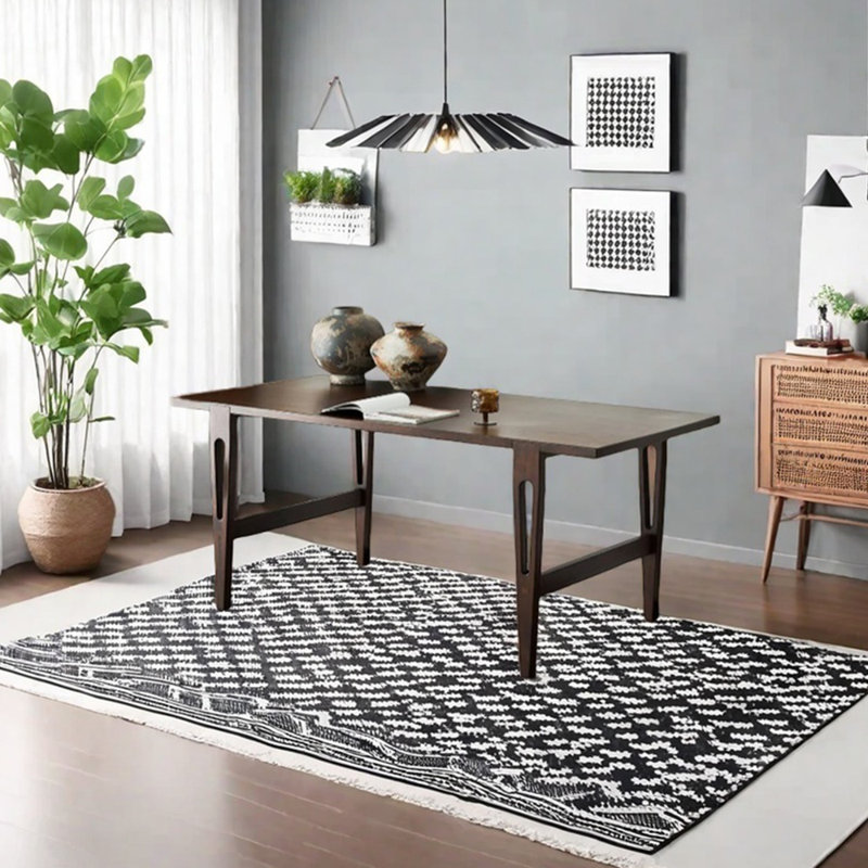 Table de salle à manger rectangulaire unique en bois de frêne, H 29,53 po x L 62,99 po x l 31,5 po