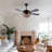 Black American Tiffany Style Colored Glass Ceiling Fan Light | Six-speed Inverter Remote Control