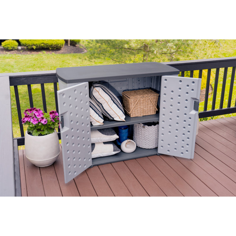 Suncast 49.75 in. W x 23.5 in. D Resin Deck Box Cabinet for Outdoor Storage, Made in the USA, Gray