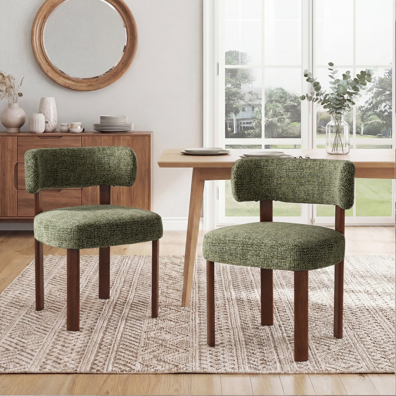 48.5cm H Upholstered Upholstered Back Side Chair, Fabric Green