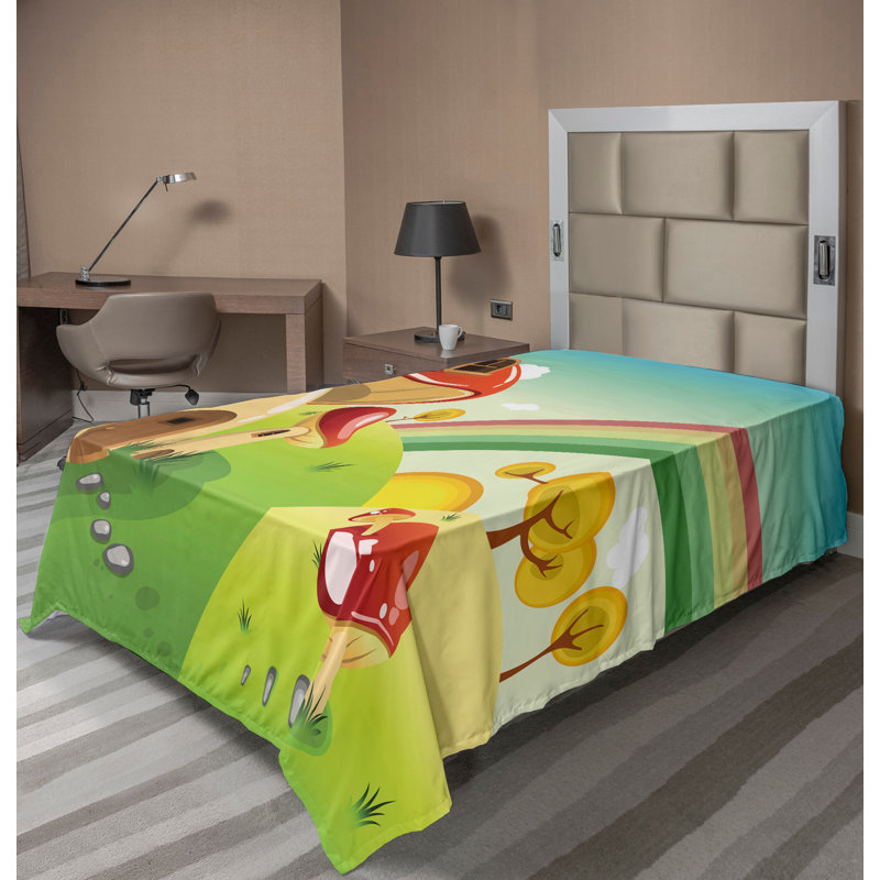 Multicolore Ambesonne, Drap plat pour lit simple