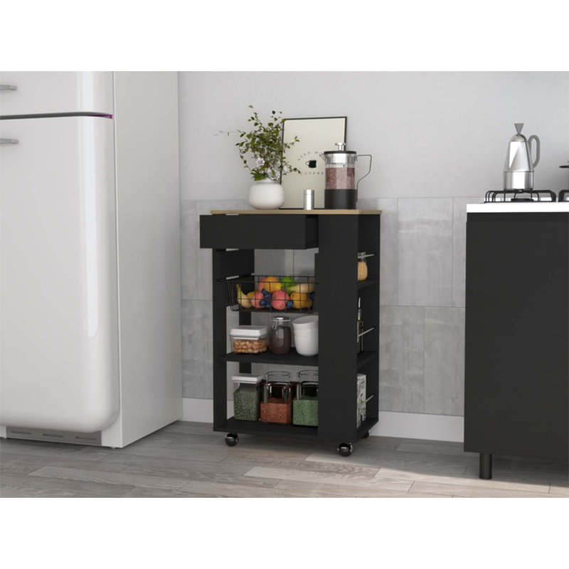 Chariot de cuisine à 5 tablettes et 1 tiroir Prospect avec beaucoup de rangement et de fabrication durable, parfait pour organiser et améliorer votre espace de cuisine.