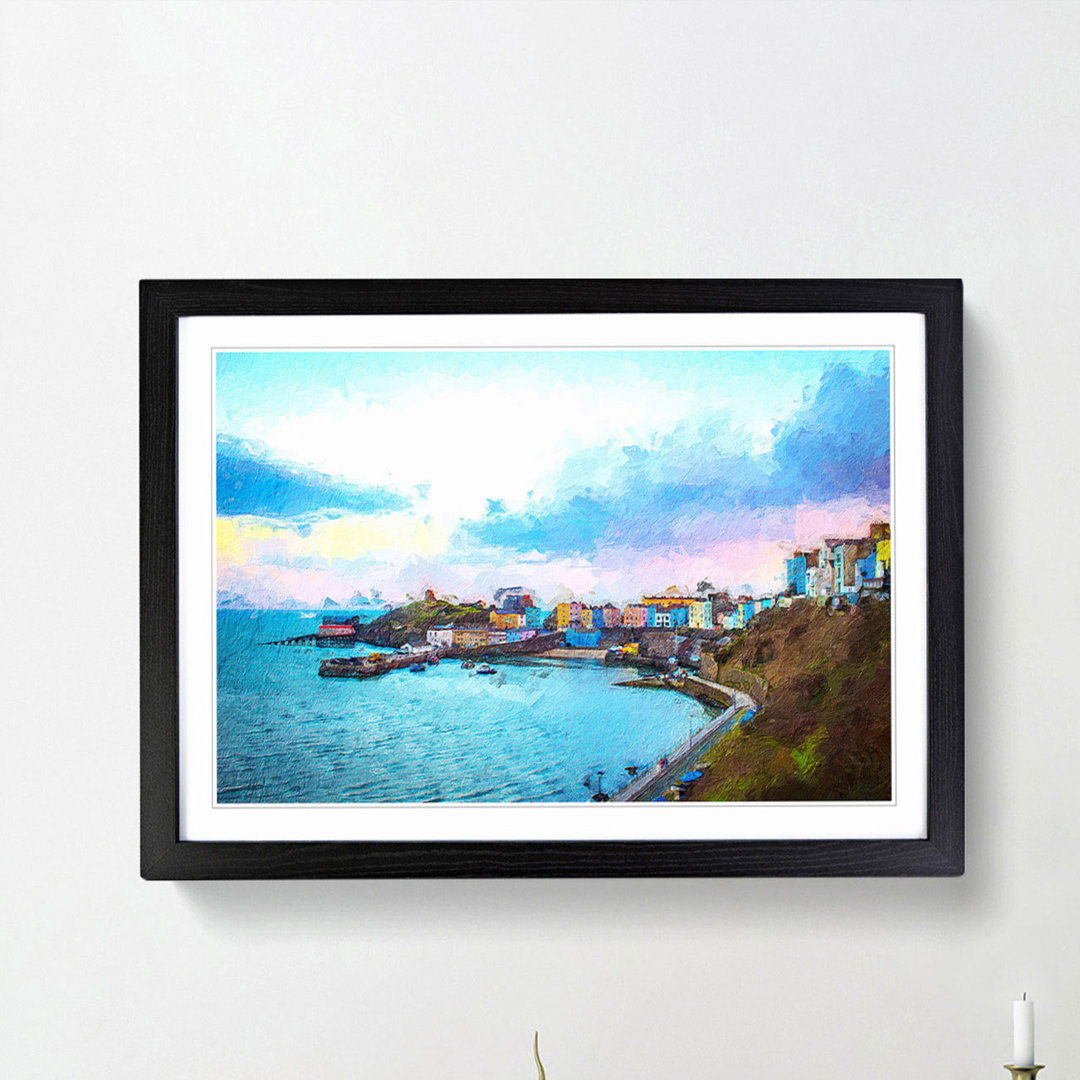 Tenby Harbour in Pembrokeshire Wales - Framed Print