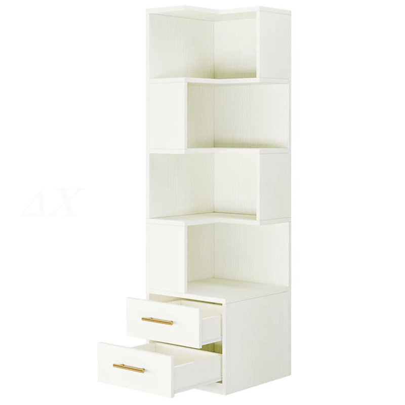 5-Tier Display Shelf,L-Shaped Bookcase,Corner Storage Bookcase