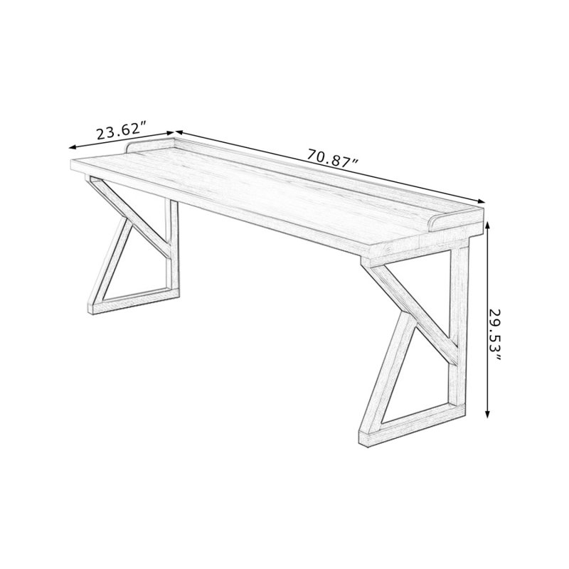 Bureau rectangulaire en bois massif noyer clair, H 31,5 po x l 70,87 po x P 23,62 po