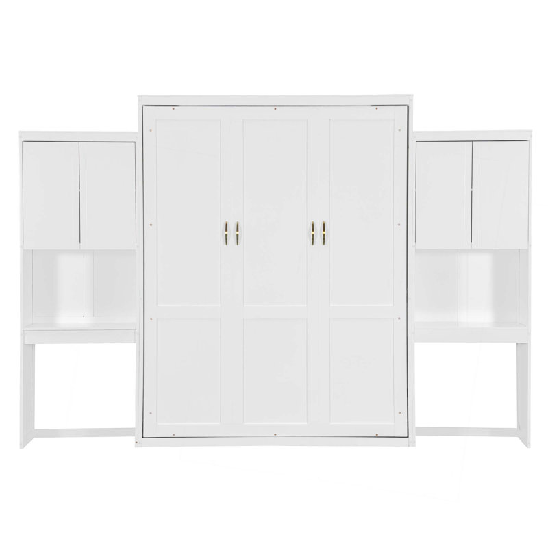 Lit escamotable avec bureau, coiffeuse et armoires Murphy, Blanc