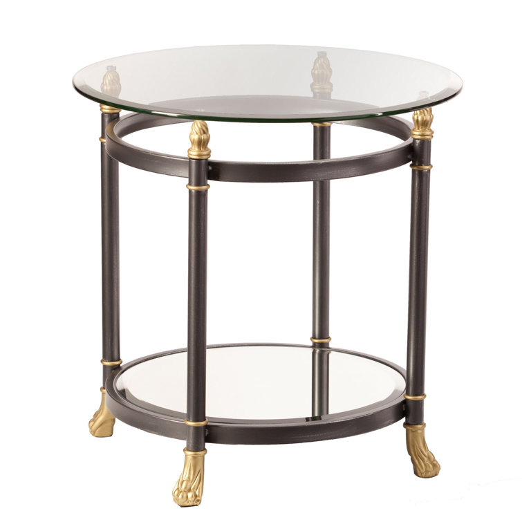 Dingle 21" Gray Glass Round End Table