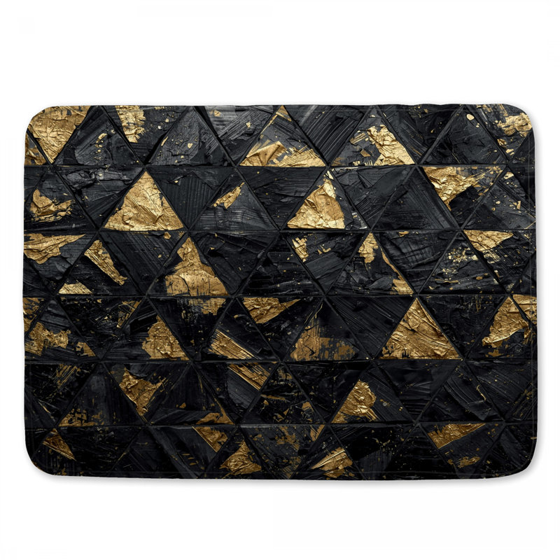 Tapis de bain noir et noir à texture triangulaire, L 34 po x L 21 po