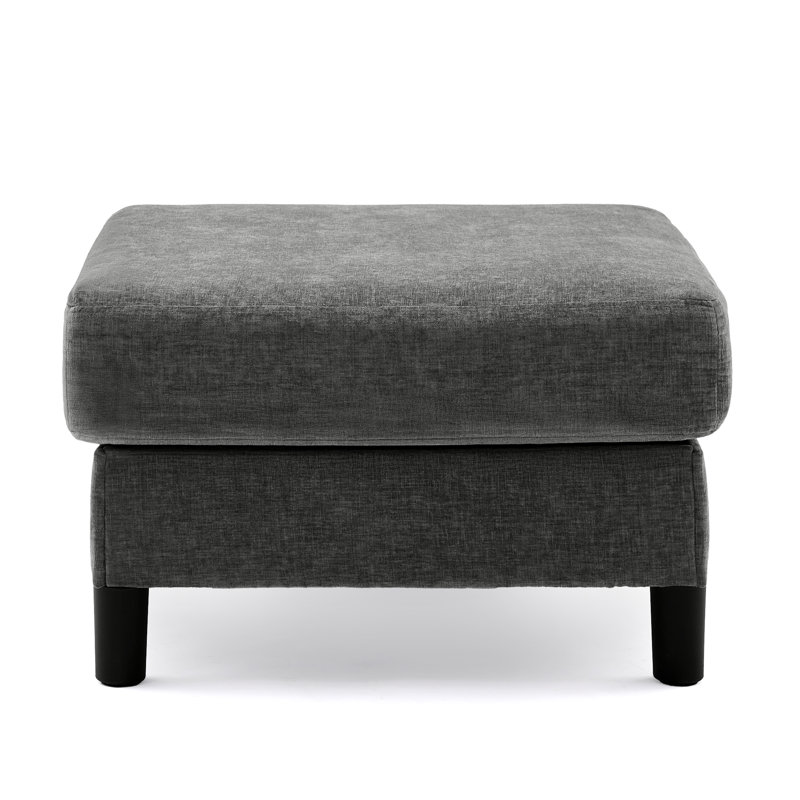 27.5" Wide Square Chenille Upholstered Ottoman， Footstool of Sectional Sofa, Gray
