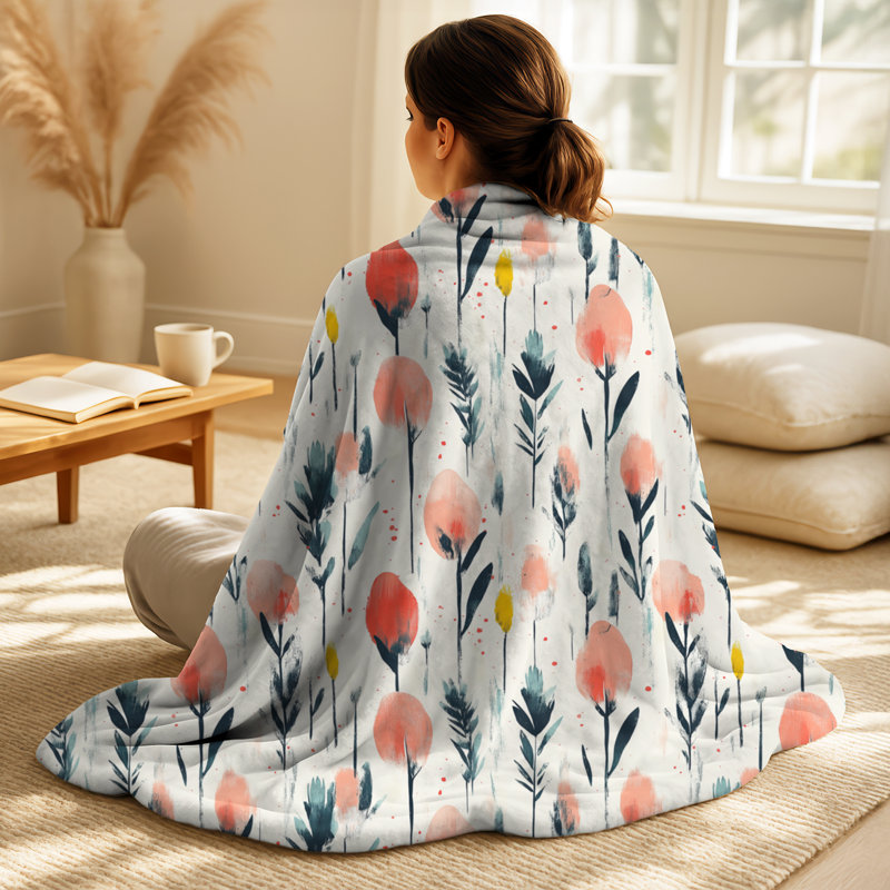 Couverture douce Mho Ikat III - Boho, peluche botanique