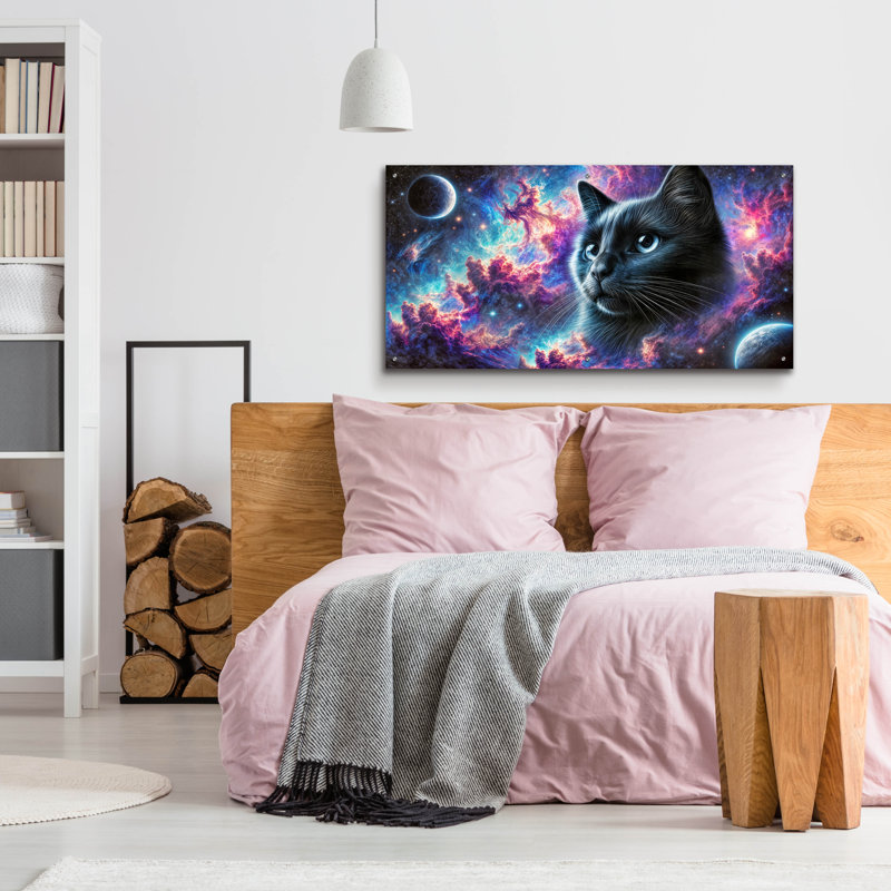 «Cat Universe» par Rey Klimt, art mural en verre acrylique, 48 po x 24 po
