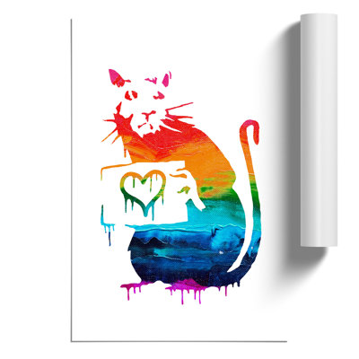 Banksy Rat with Heart - Frameless Print