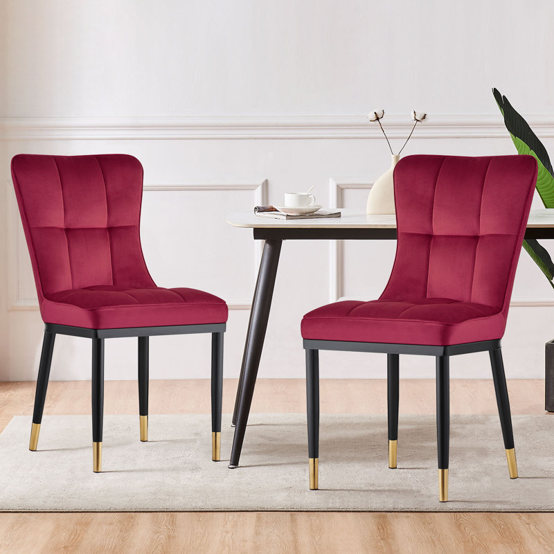 Guitierrez Velvet Upholstered Parsons Chair, Dark Red