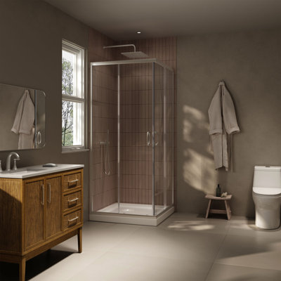 Ensemble de douche de coin carré en nickel Breeze L 36 po x l 36 po x H 72,83 po Breeze