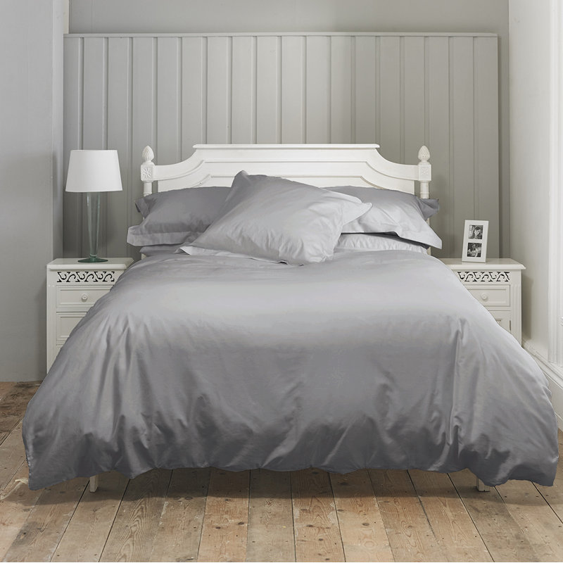 Cotton Solid Colour Duvet Cover Set with Pillowcases, Platinum, Kingsize - 2 Standard Pillowcases