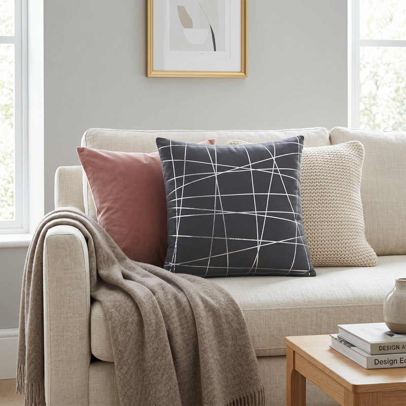 Coussin Contemporary, Gris / argent