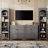 3-Piece Mid-Century Storage Cabinet Set With Bookshelf And Adjustable Shelves