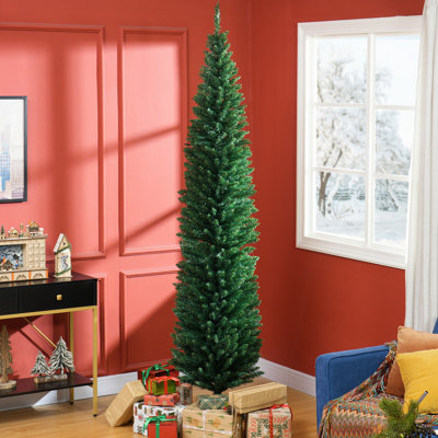 Arbre de Noël 8 pi avec 818 pointes réalistes et un support en plastique durable, parfait pour les espaces compacts