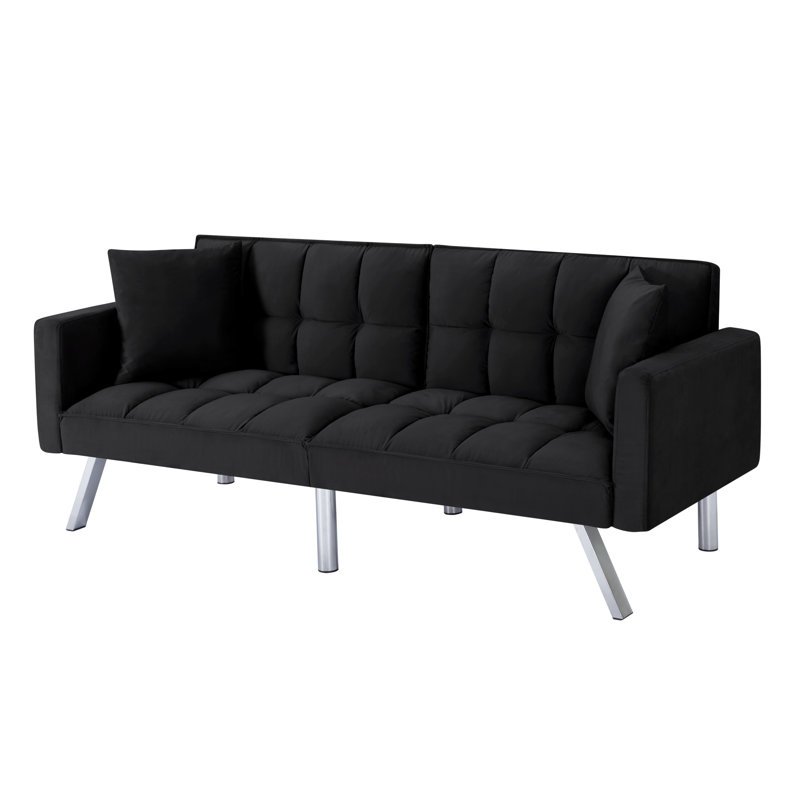 Canapé-lit de style classique 74 po Wrought Studio ™ avec design séparé, Noir, noir, noir, noir