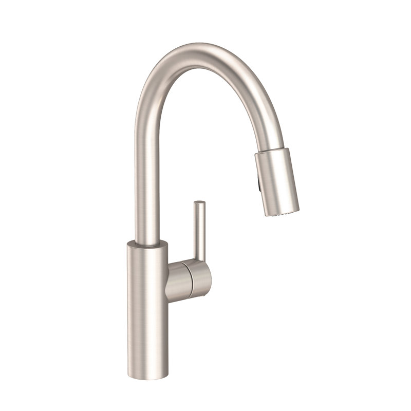 East Linear Pull Down Single Handle Kitchen Faucet, Satin Nickel