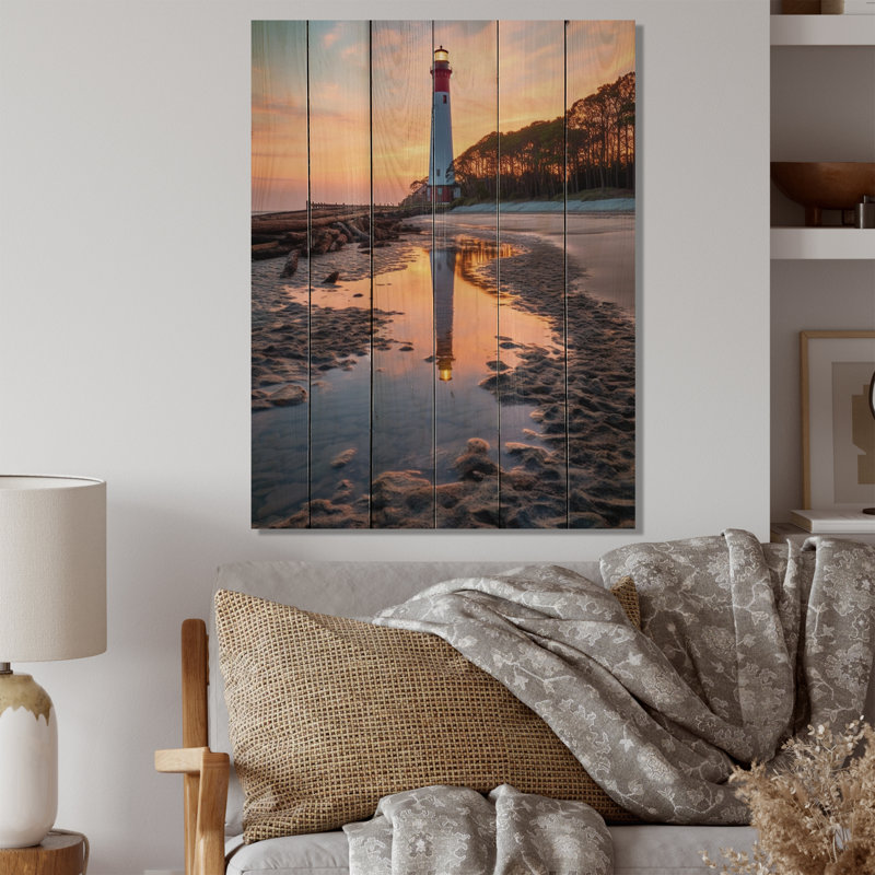 Phare d'Eliott, île de chasse, Caroline du Sud, sur bois, H 40 po x l 30 po x P 0,78 po