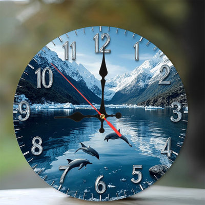 Horloge murale Mountain Lake Dolphins