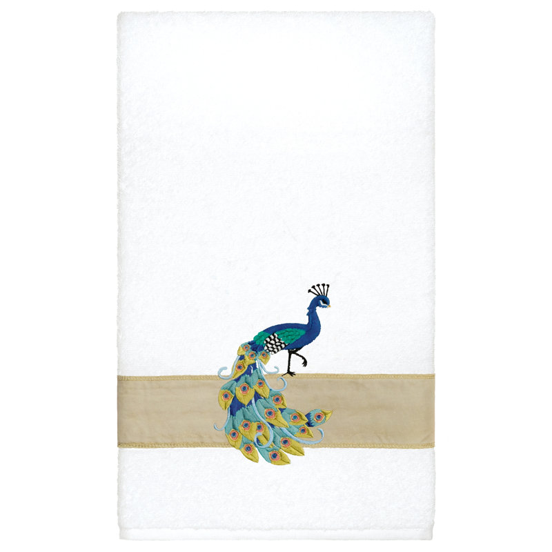 Serviette de bain 100% coton PENELOPE 2PC Embellished Bath Towel Set, Blanc