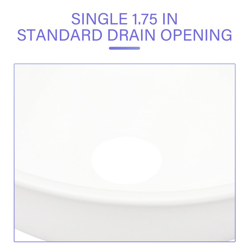 Lavabo de salle de bain en céramique blanche 13 X 13 pouces - Moderne, teinté, pour tous les usages