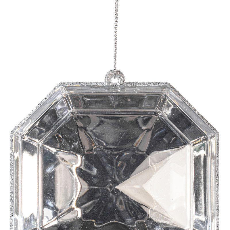 The Holiday Aisle 4-5" Jewel Glitter Ornament Assorted, includes 4 pieces per bag, Silver