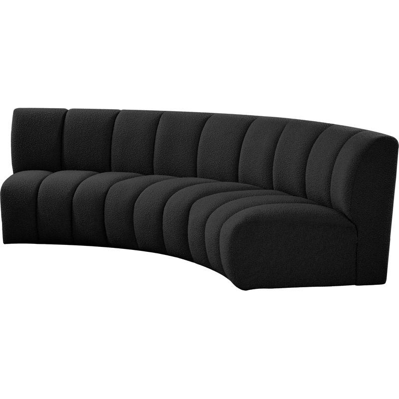 Infinity Upholstered Curved Sectional Symmetrical, Black Boucle Fabric