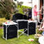 Bureau de cuisine de camping: aluminium avec pare-brise et 3 armoires. Pour barbecue, pique-nique, fêtes, arrière-cours. Table de cuisine robuste, spacieuse et légère à transporter - Armoires pliantes et vent