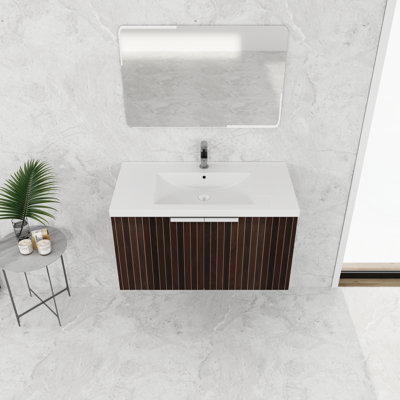 Armoire de salle de bain 36 po avec lavabo en résine