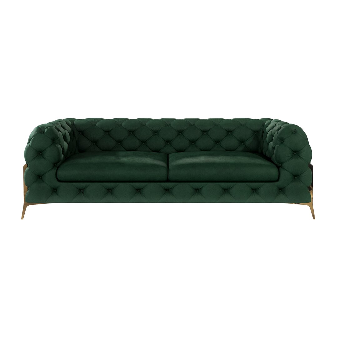 Chesterfield Sofa 3-Sitzer Atoka mit Goldene Metall Füßen