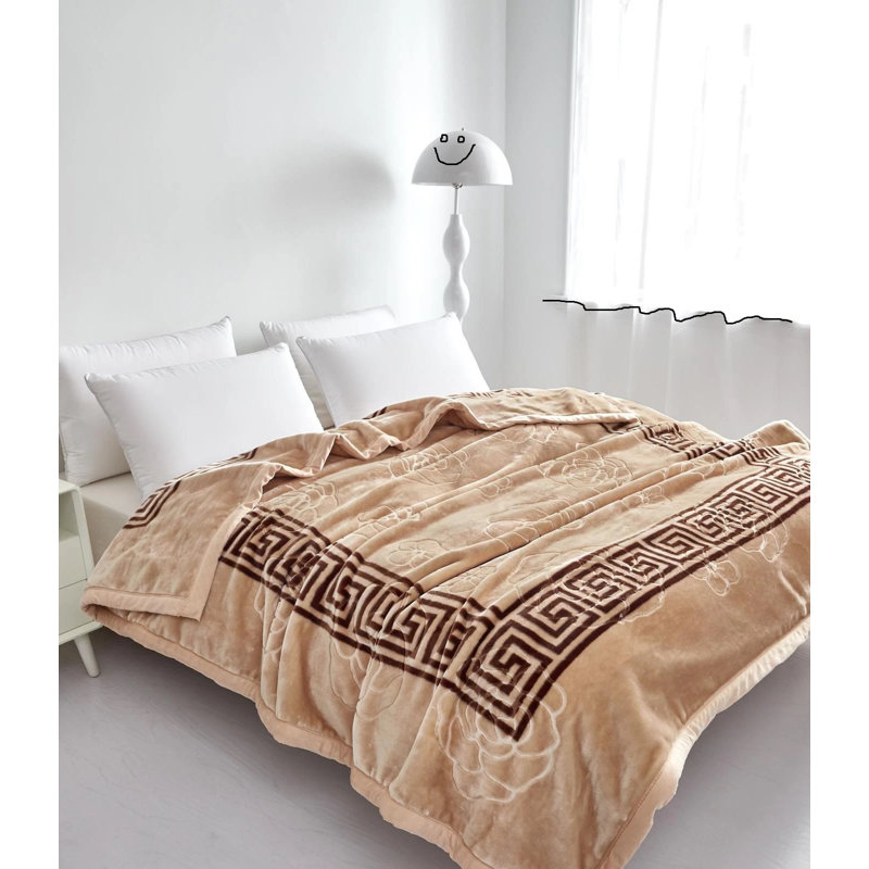 Flatweave Throw Blanket, Beige Geometric
