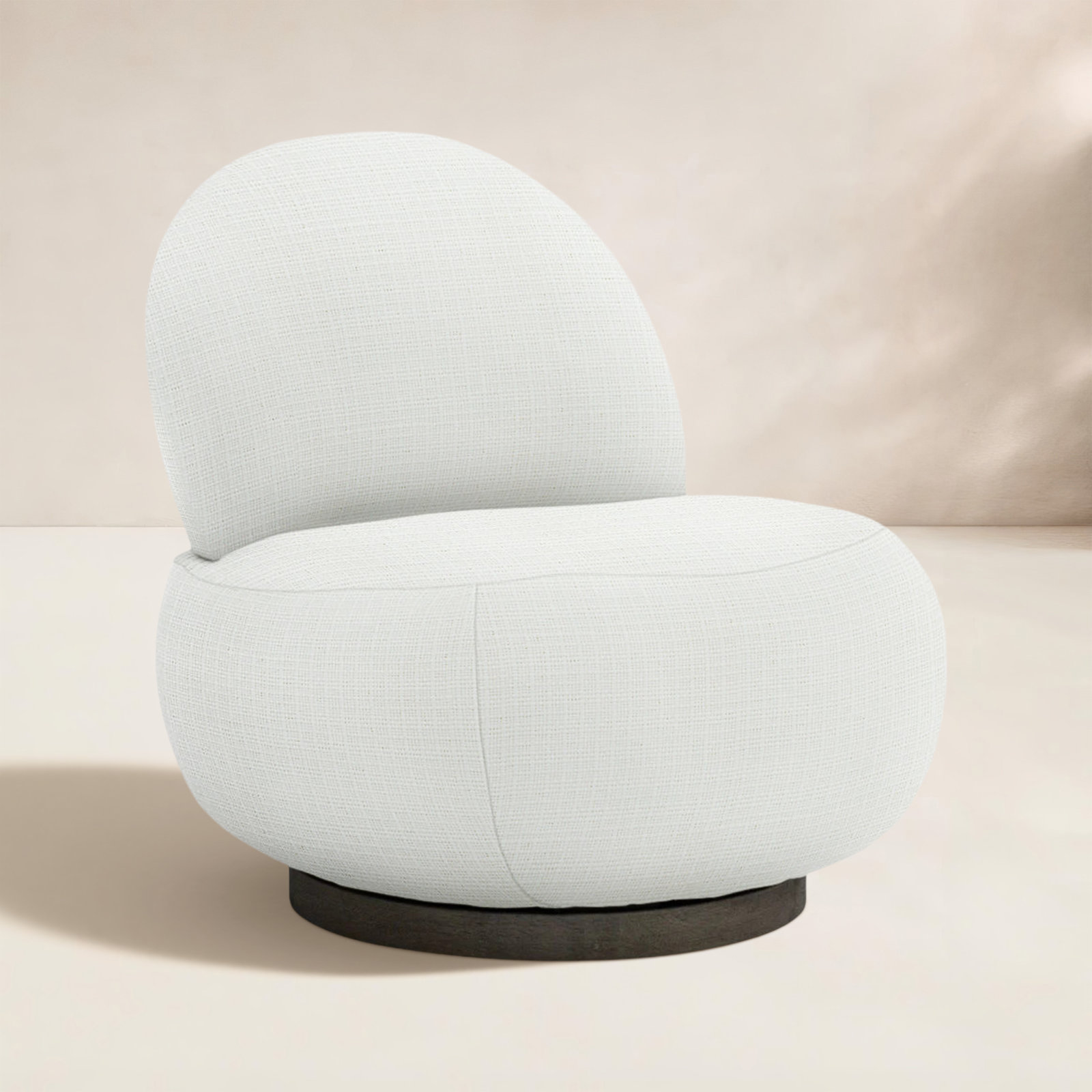 Caicos Swivel Wood Outdoor Armless Lounge Chair , Sunbrella® Cushions Included, Cream Linen 6025-002